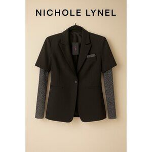 Nichole Lynel Black Rhinestone Blazer Jacket Women’s Small NWT Mesh Crystal Slee